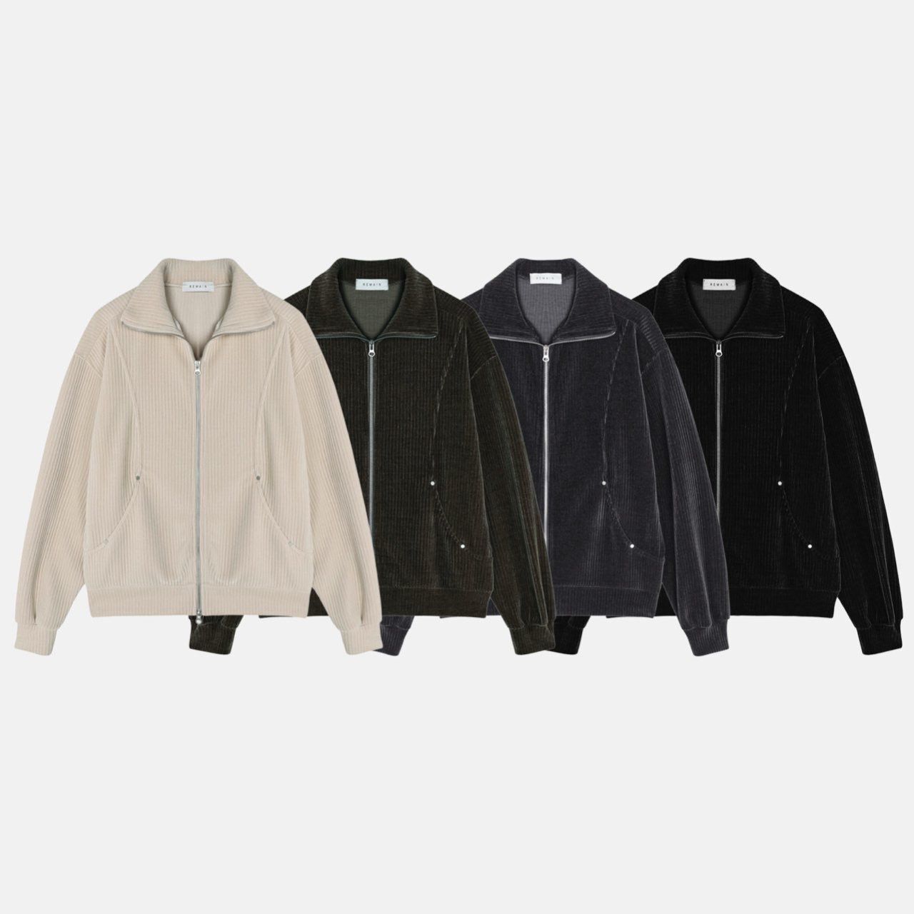 暗直紋反領拉鍊外套 REMAIN-045JK