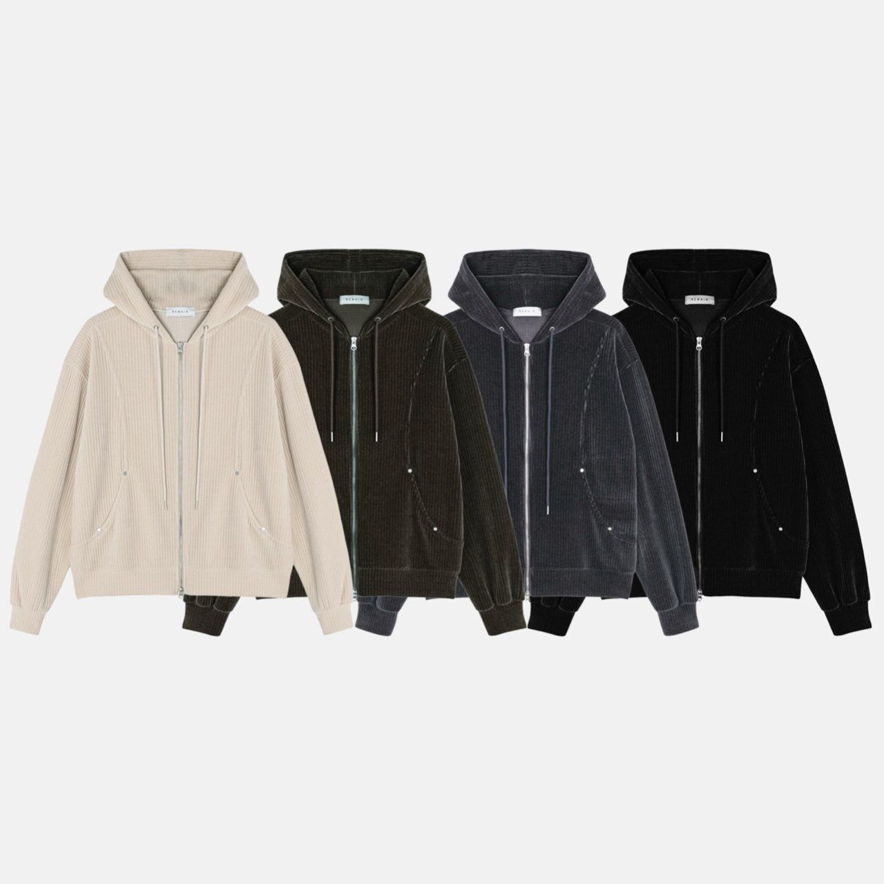 暗直紋連帽拉鍊外套 REMAIN-046JK