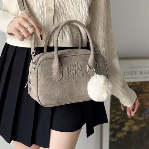 MILY BILET 迷你 波士頓包 壓紋LOGO 仿麂皮 三色 日本代購 93451468