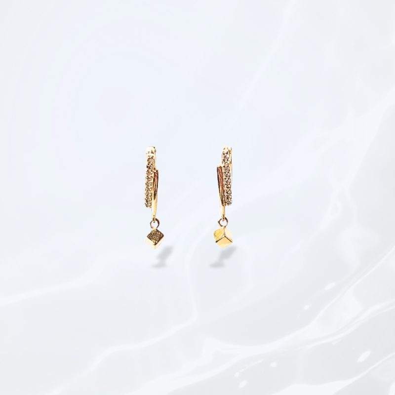 純銀 2色 易扣排鋯方塊垂吊造型(單支價)