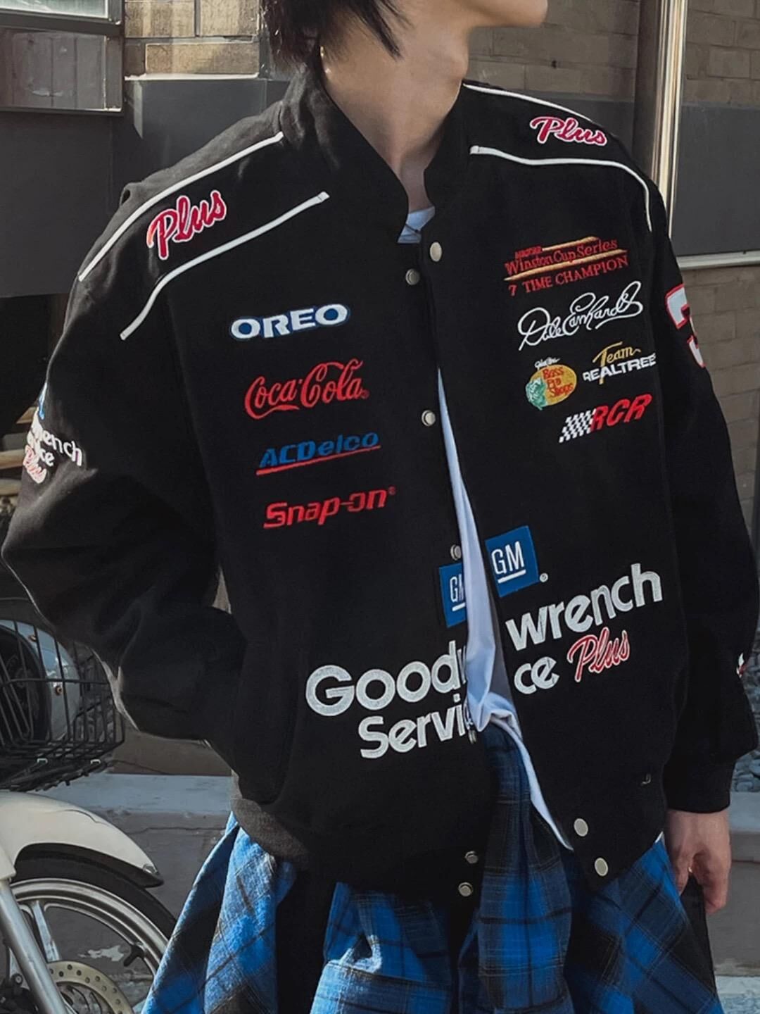 企領英文字開胸外套(夾棉) WD-203JK