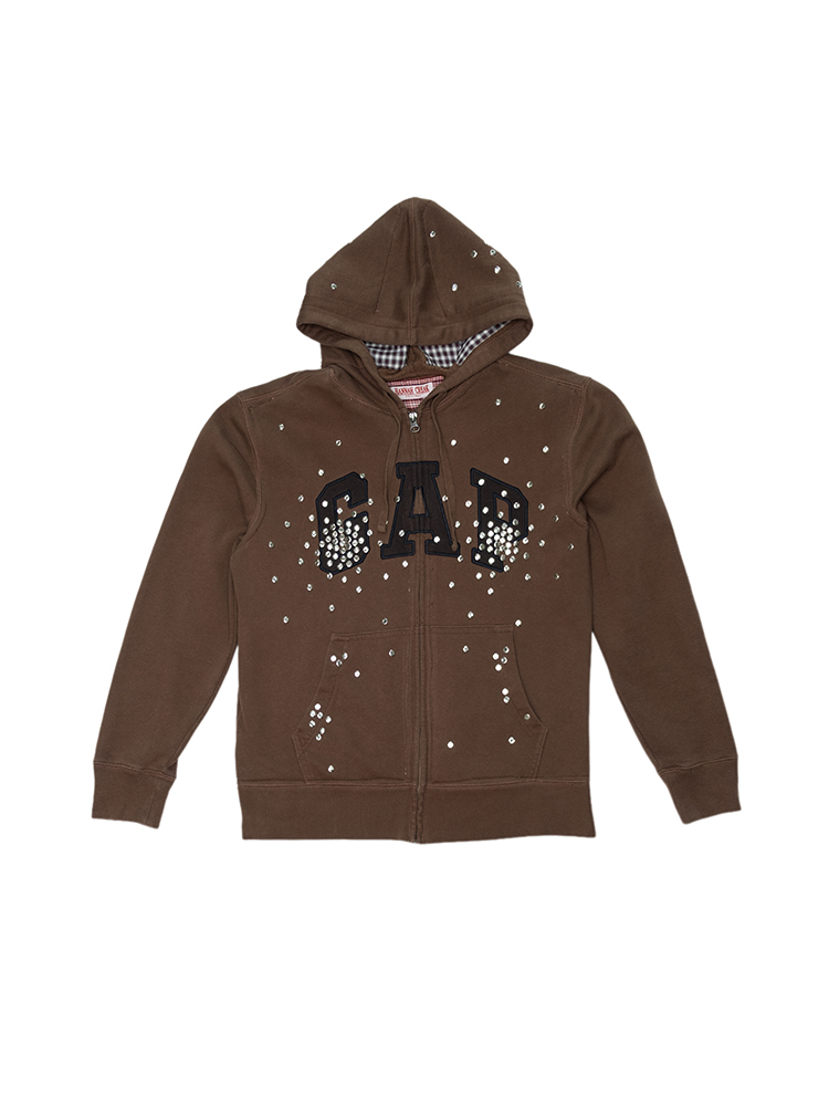 Studded Hoodie-Brown