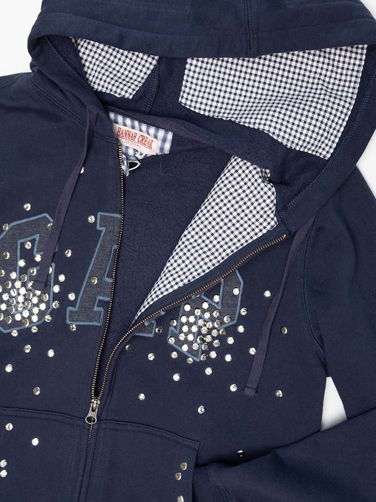 Studded Hoodie-Dark Blue