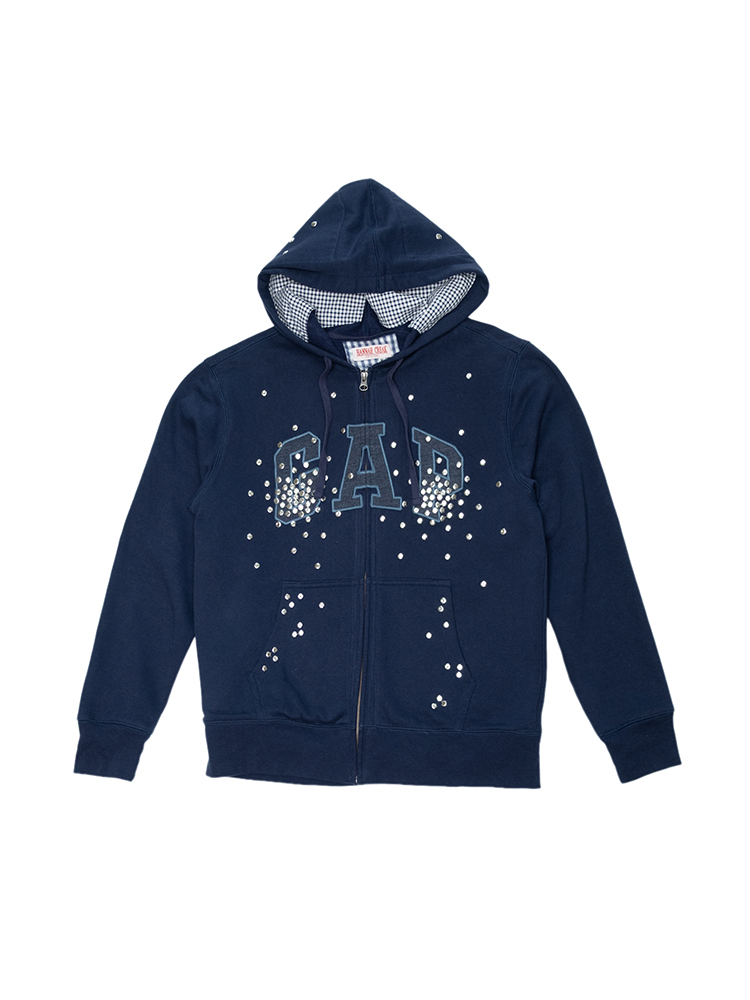 Studded Hoodie-Dark Blue