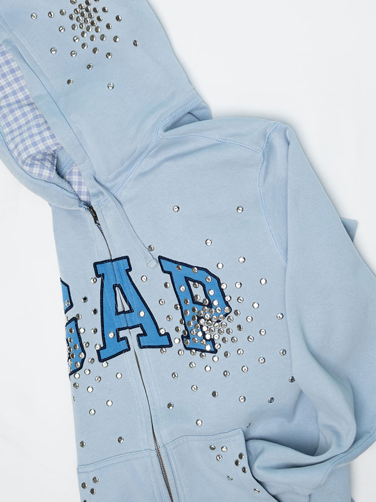 Studded Hoodie-Ice Blue