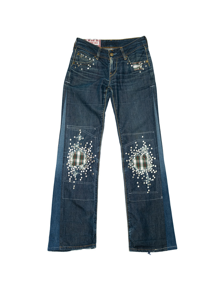 Studded Jeans-Wide Leg Dark Blue