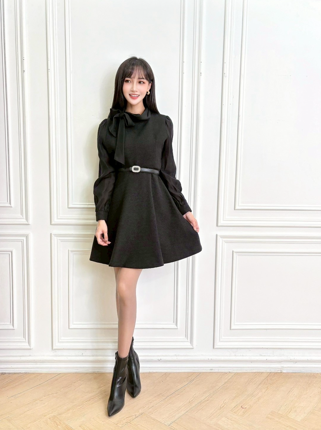 領巾拼接織紋傘洋（短版）