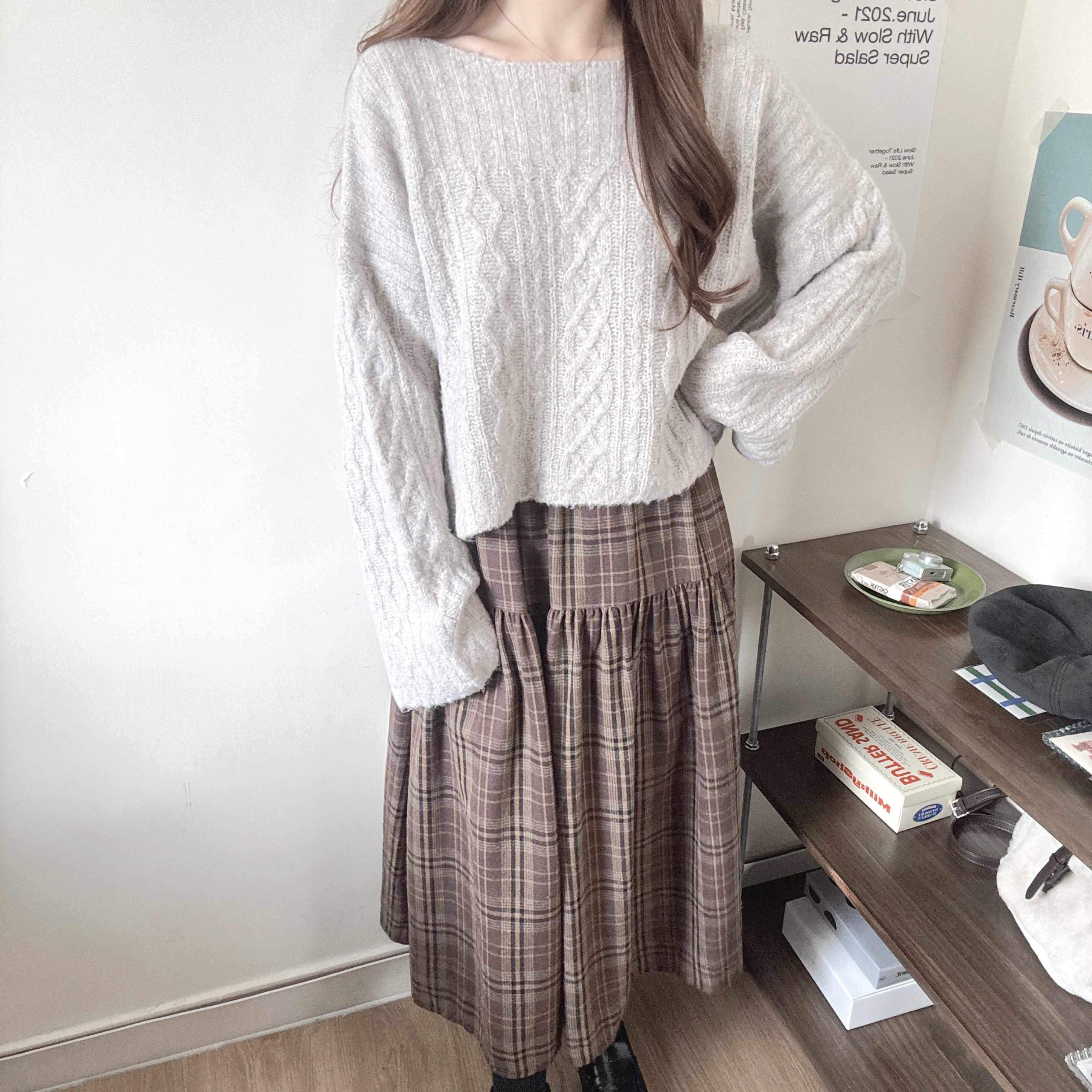 復古英倫格仔傘裙