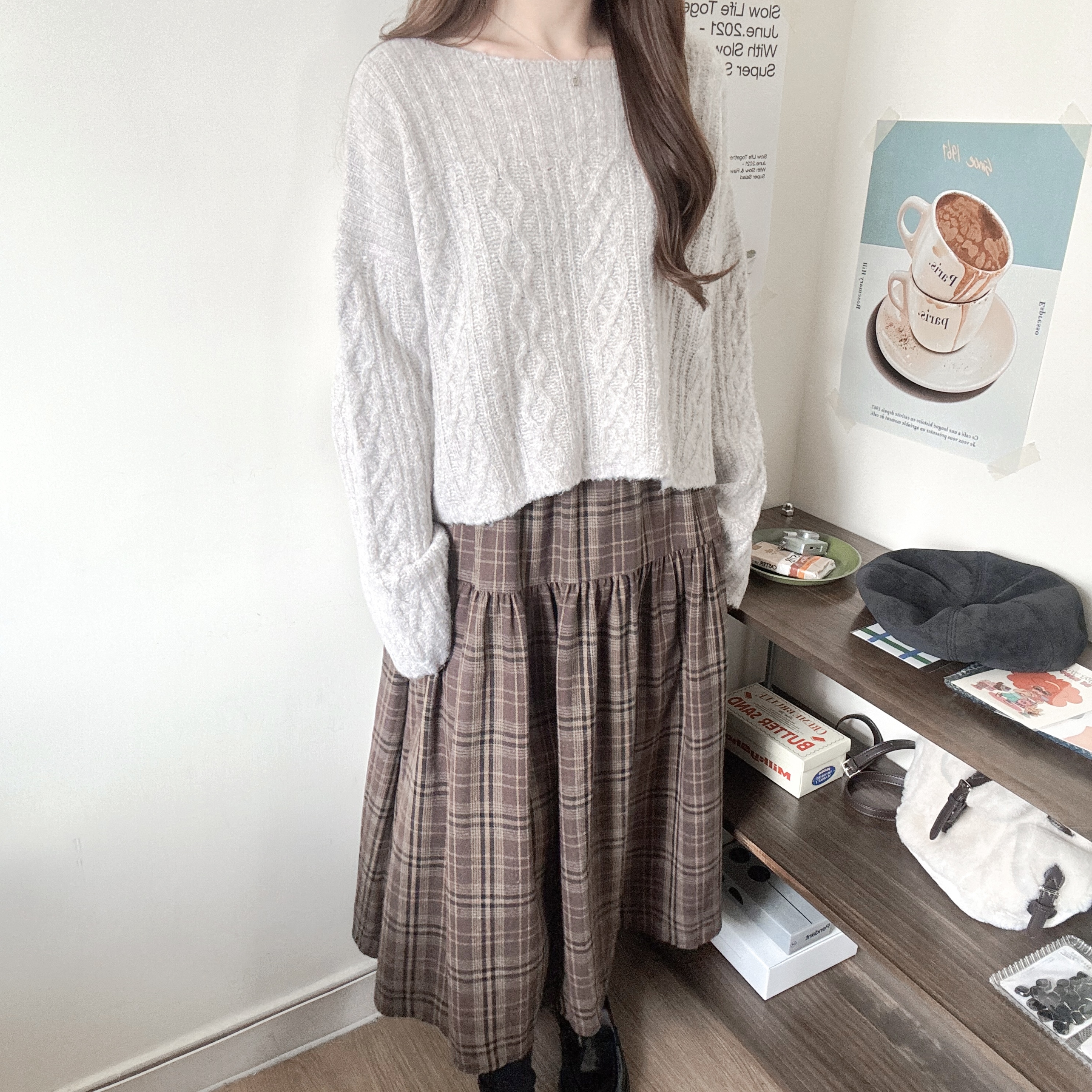 復古英倫格仔傘裙