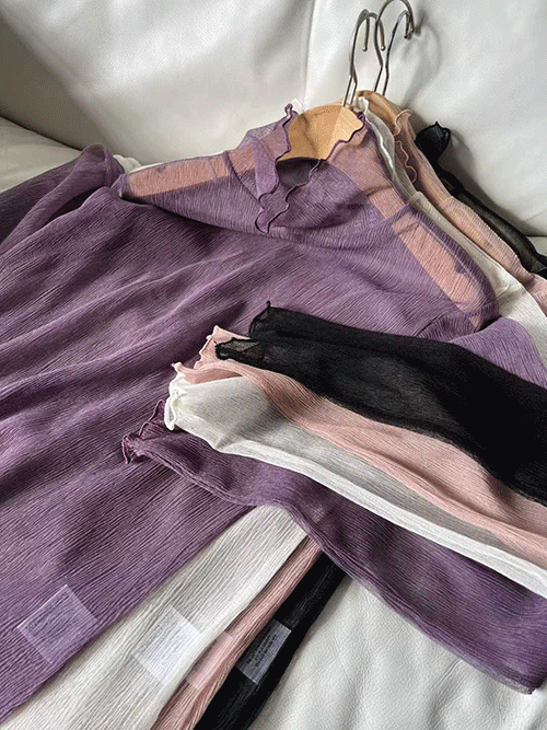 25K126 高級愜意 超薄透膚法式薄紗打底衣/透膚上衣