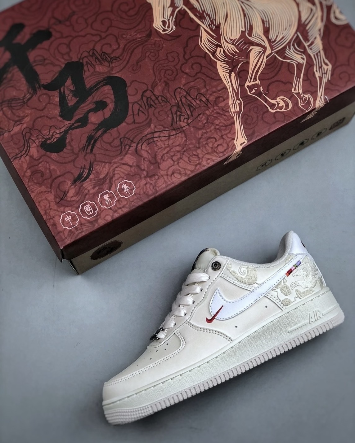 Nike Air Force 1 '07 'CNY' 白紅 馬年 新年 刺繡 皮革 休閒鞋
