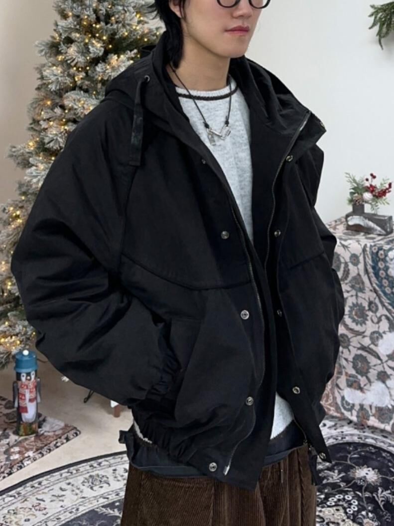 淨色連帽拉鍊外套(薄夾棉) FARMERS-111JK