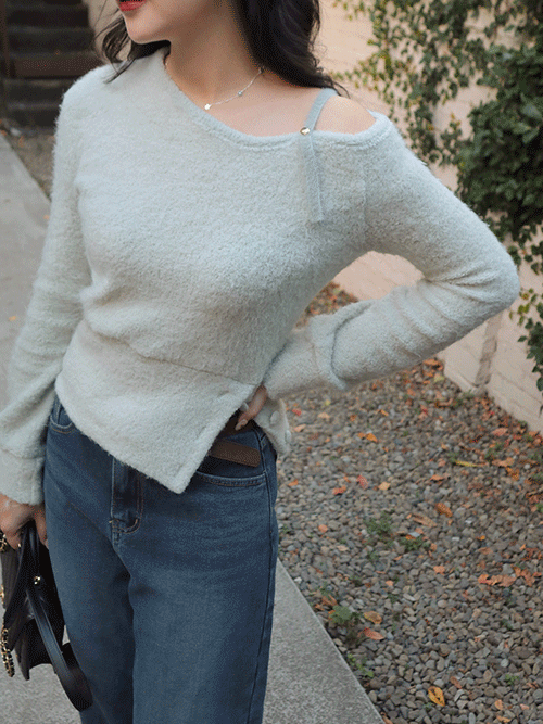 25K125 本期推薦 金釦斜領下開釦毛毛上衣 (姊妹雙自留)