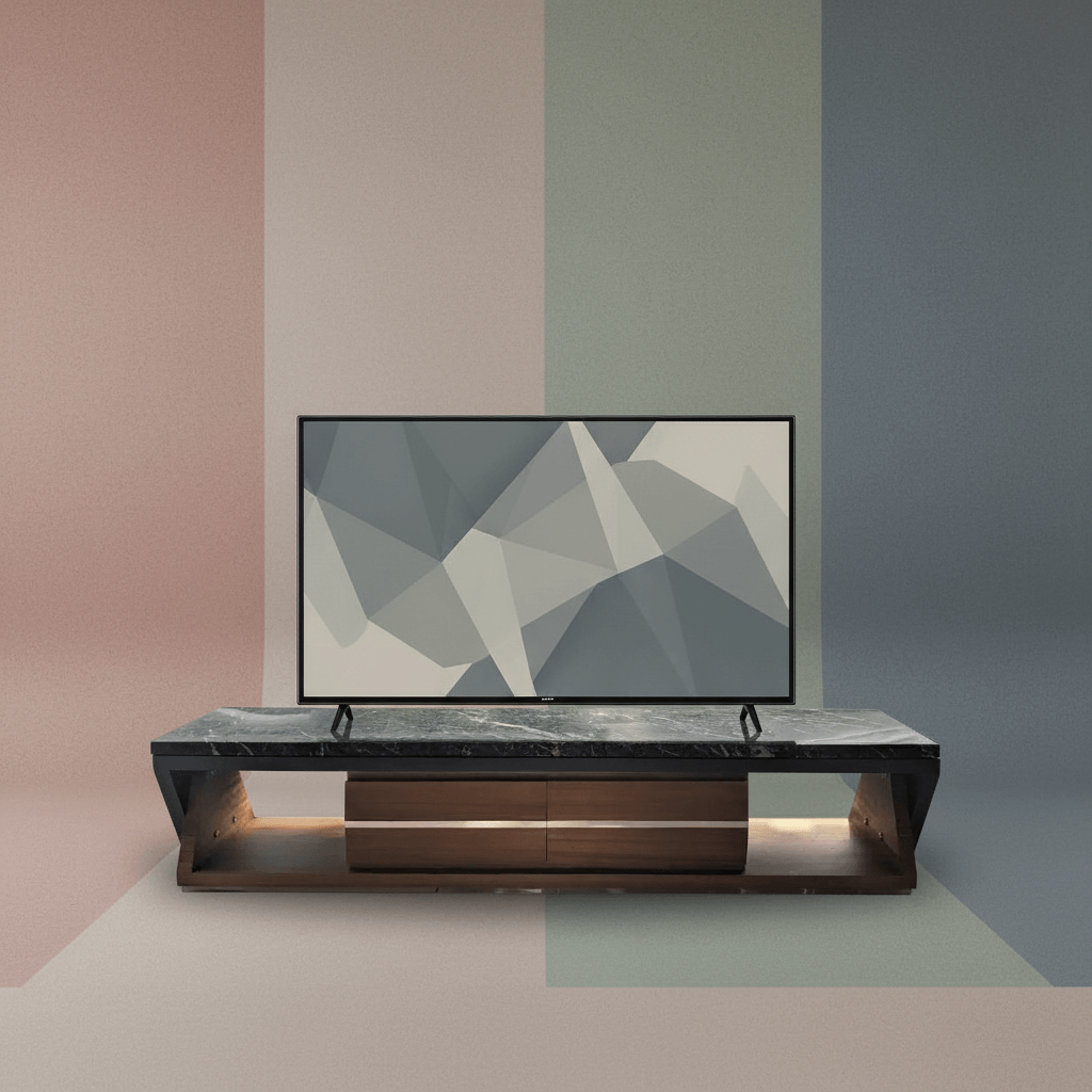 【亞瑟王座奢華大理石電視櫃】墨綠天然大理石檯面 | 輕奢現代設計