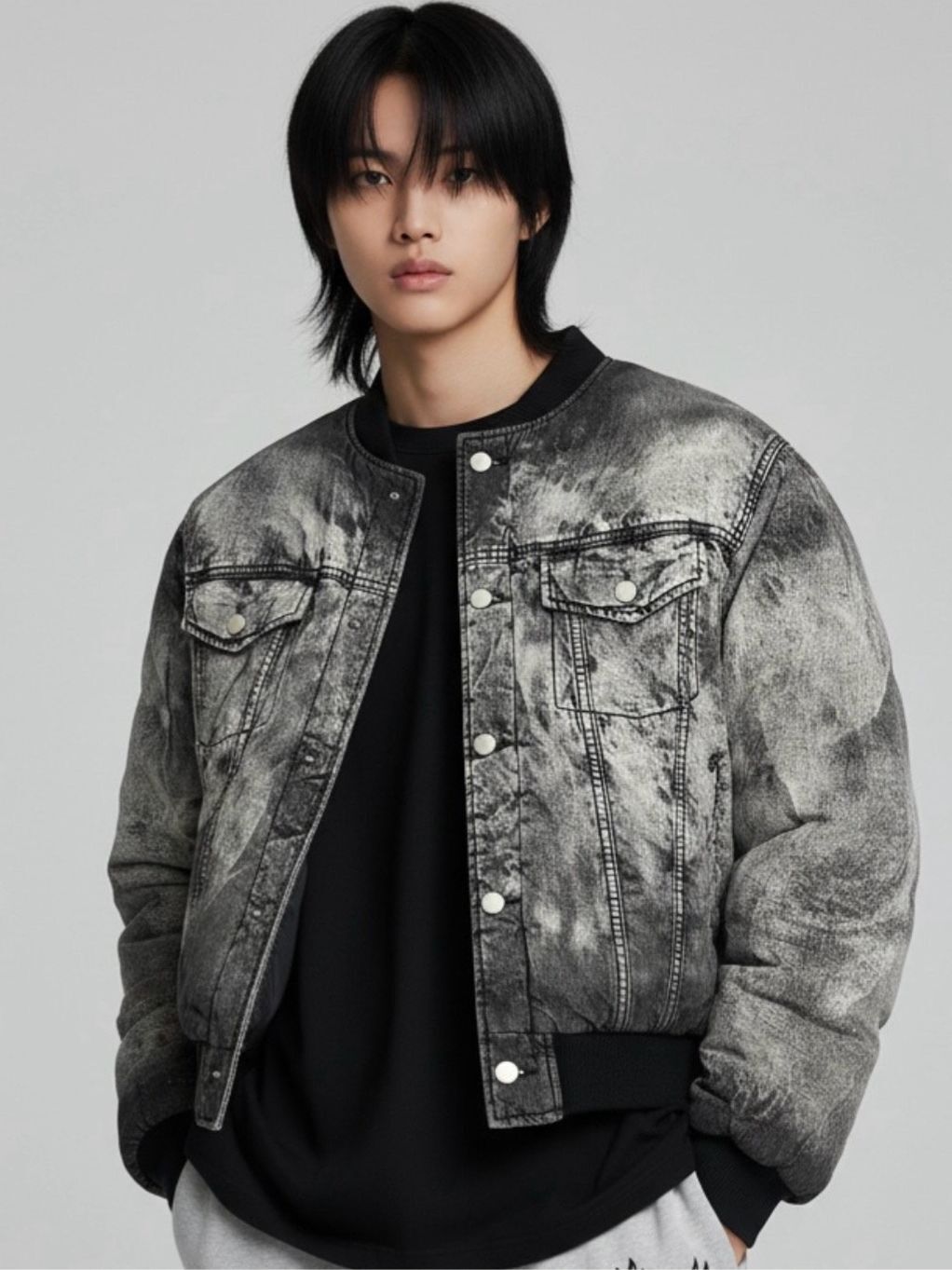 洗水開胸牛仔褸(薄夾棉) UNUSED-142JK