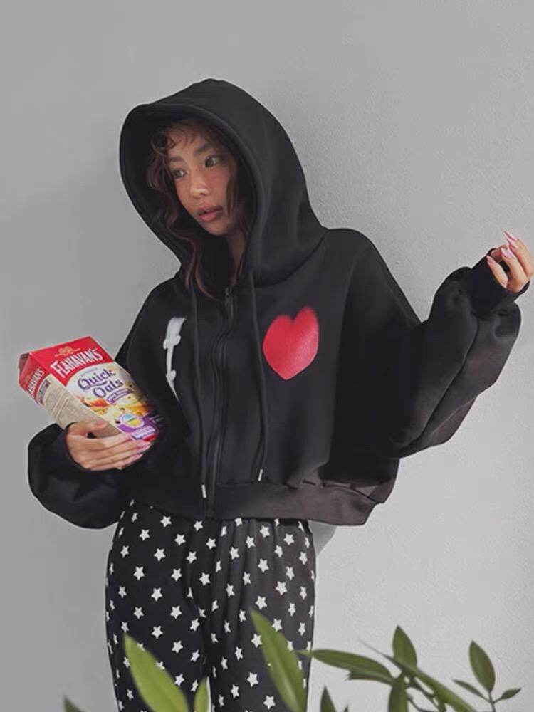 英文字連帽拉鍊外套(薄抓毛底) JK2737