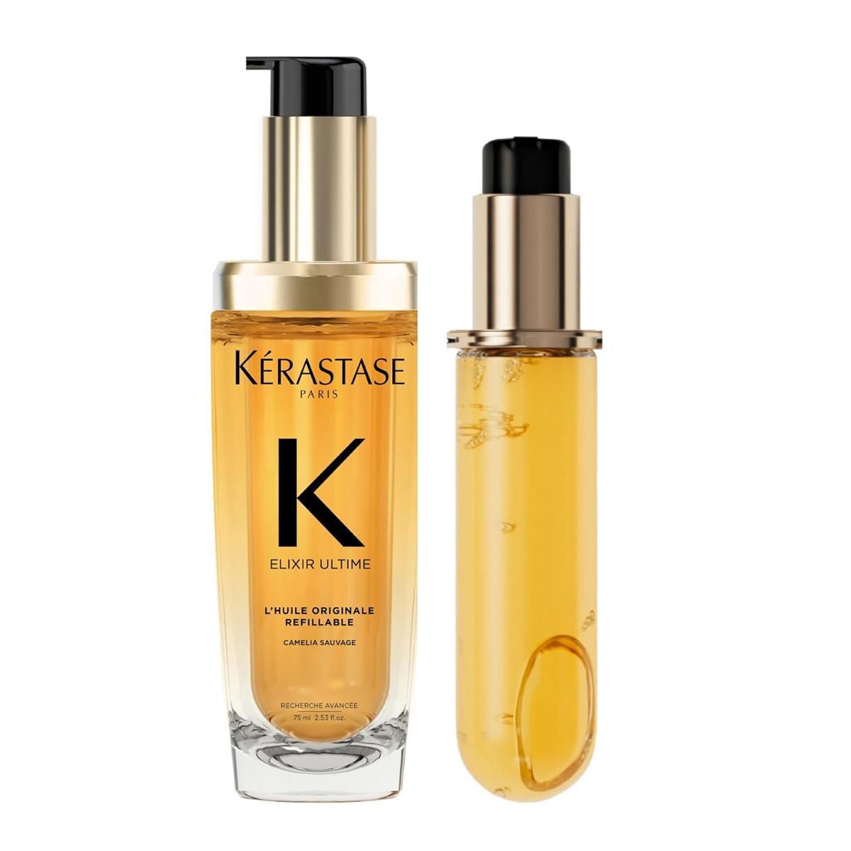 KERASTASE 巴黎卡詩 鎏光山茶花護髮精油兩件套裝 護髮油正裝75ml+替換芯75ml