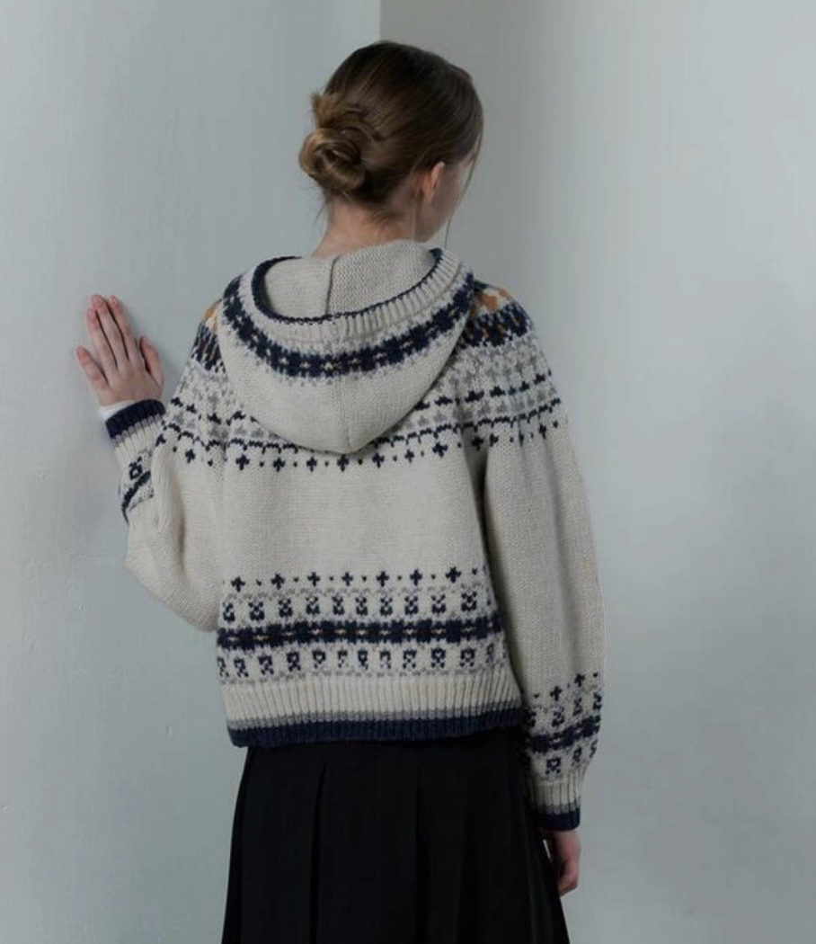 ᴷᴼᴿᴱᴬ 🇰🇷復古北歐圖騰溫感針織外套（兩色）