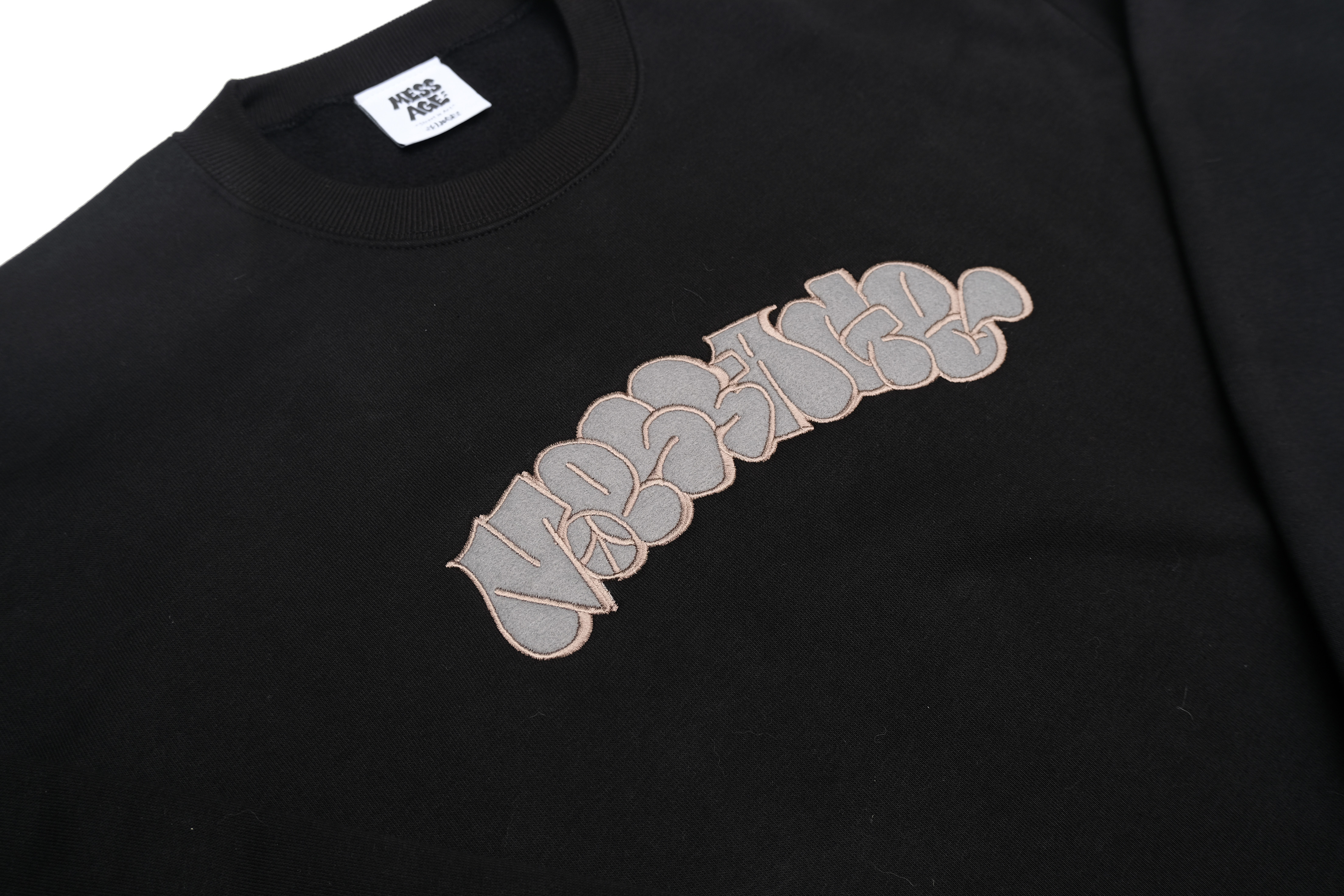 Mess-age Throwie sweatshirt 鋪棉大學T  黑灰