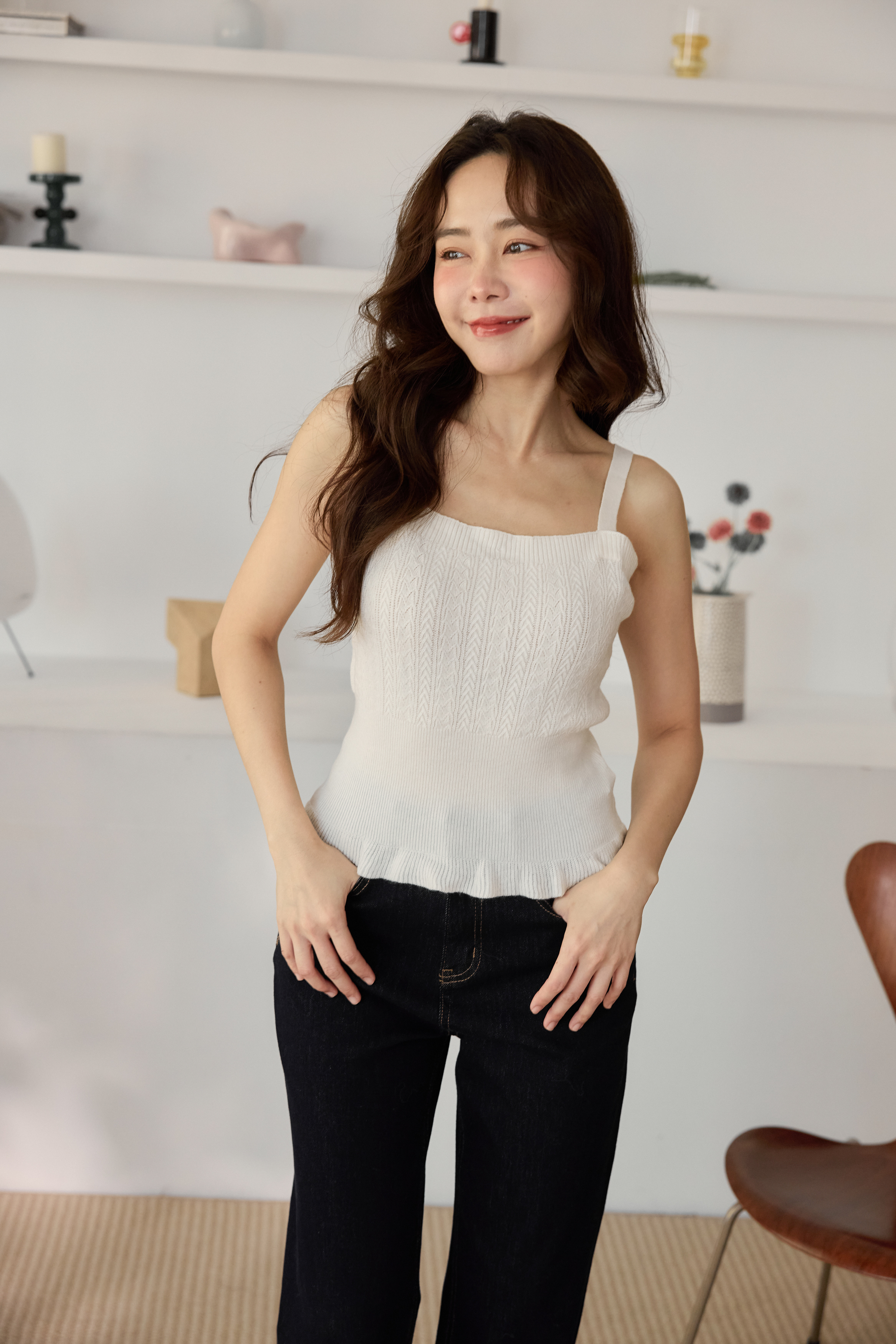 羊毛混紡收腰針織背心