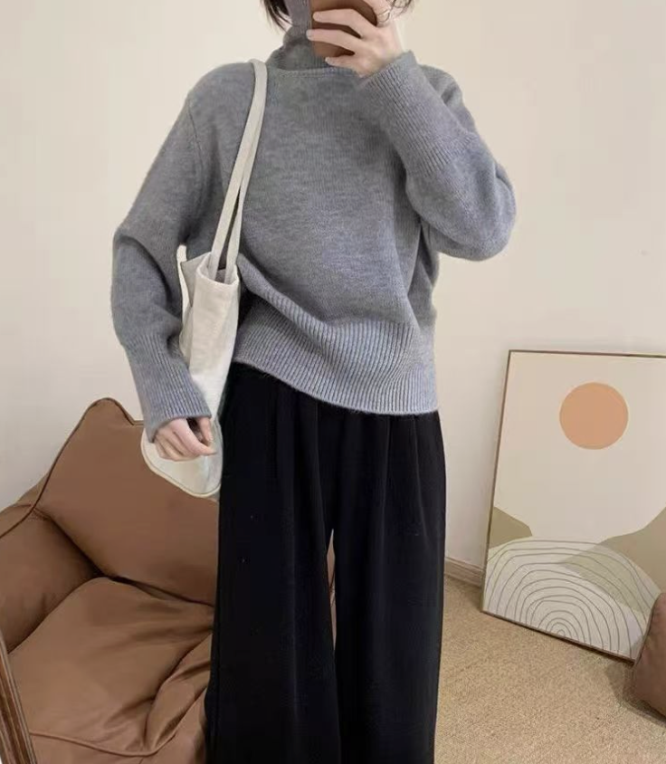 ᴷᴼᴿᴱᴬ 🇰🇷溫柔感高領層次感針織上衣 （六色）