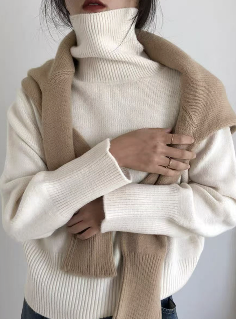 ᴷᴼᴿᴱᴬ 🇰🇷溫柔感高領層次感針織上衣 （六色）