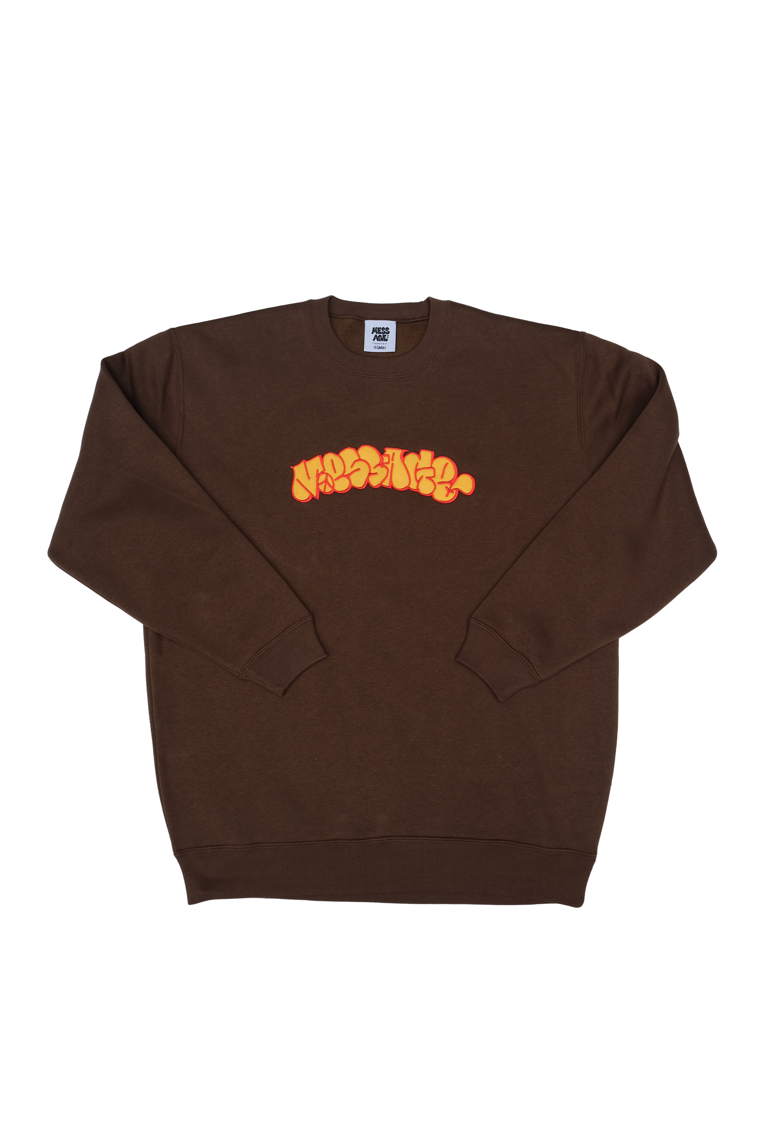 Mess-age Throwie sweatshirt 鋪棉大學T  棕黃