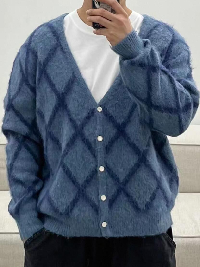 菱紋開胸針織外套 APT-001JK