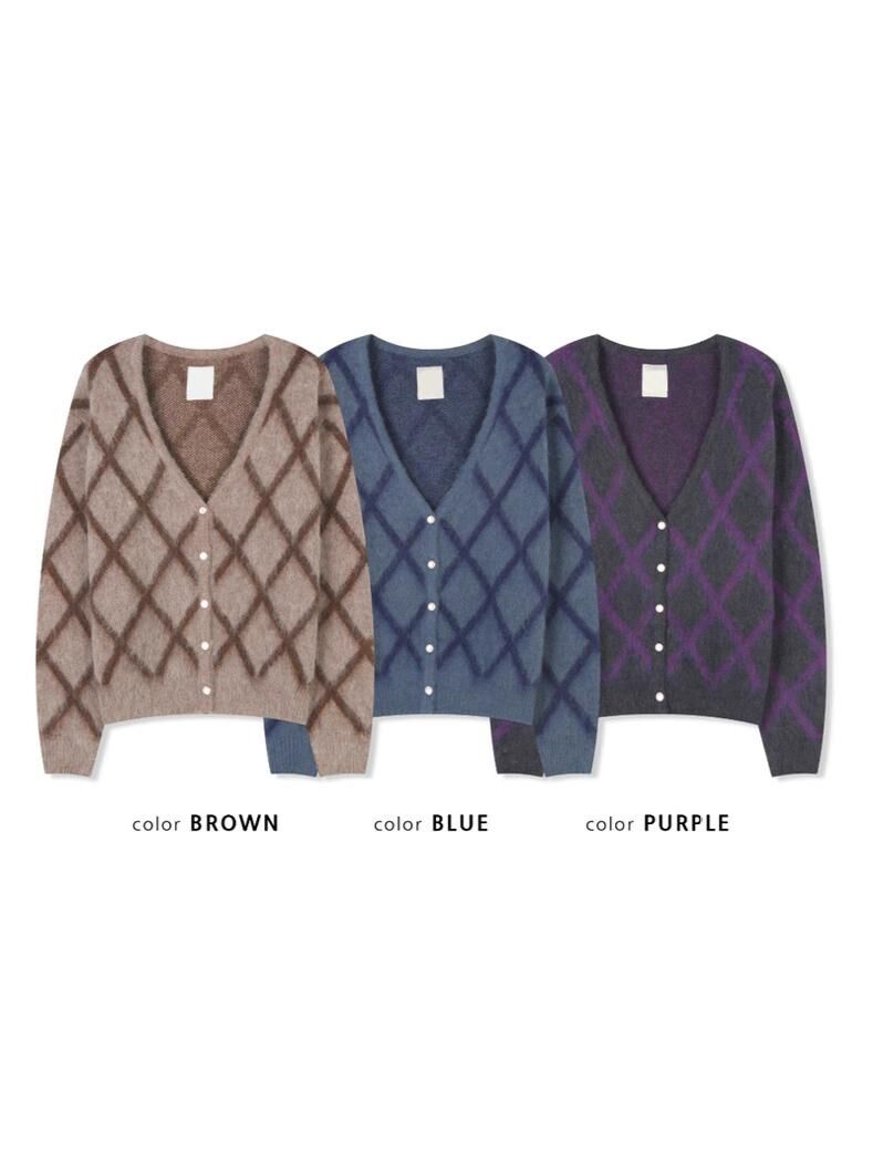 菱紋開胸針織外套 APT-001JK