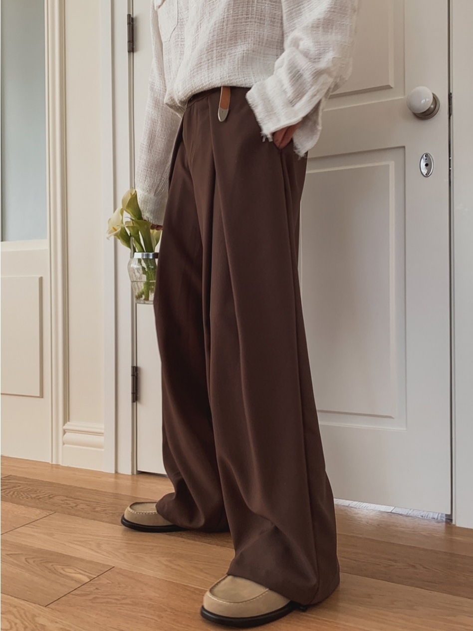 雙褶寬鬆西裝休閒褲