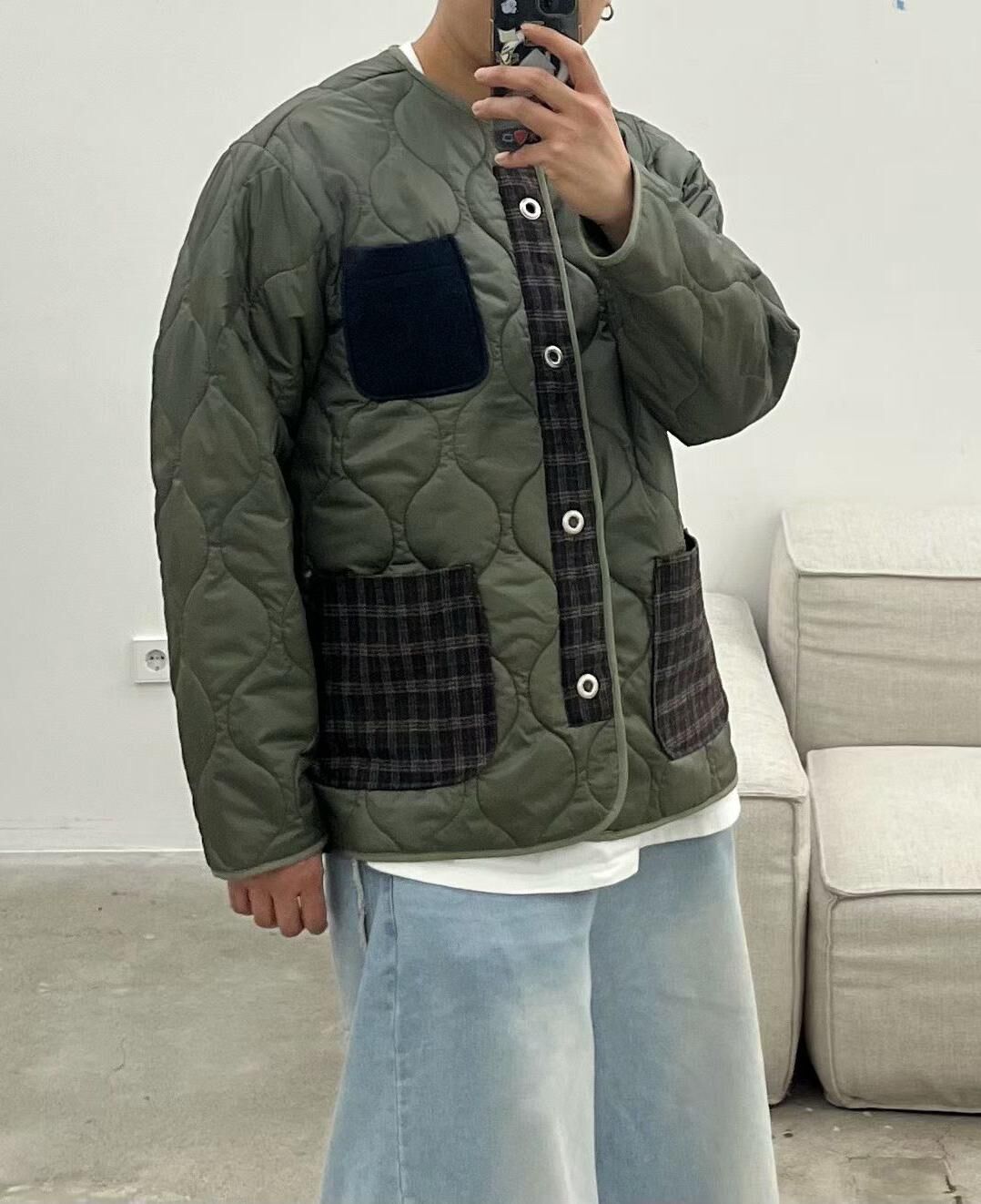 拼格仔袋暗紋開胸外套 APT-006JK