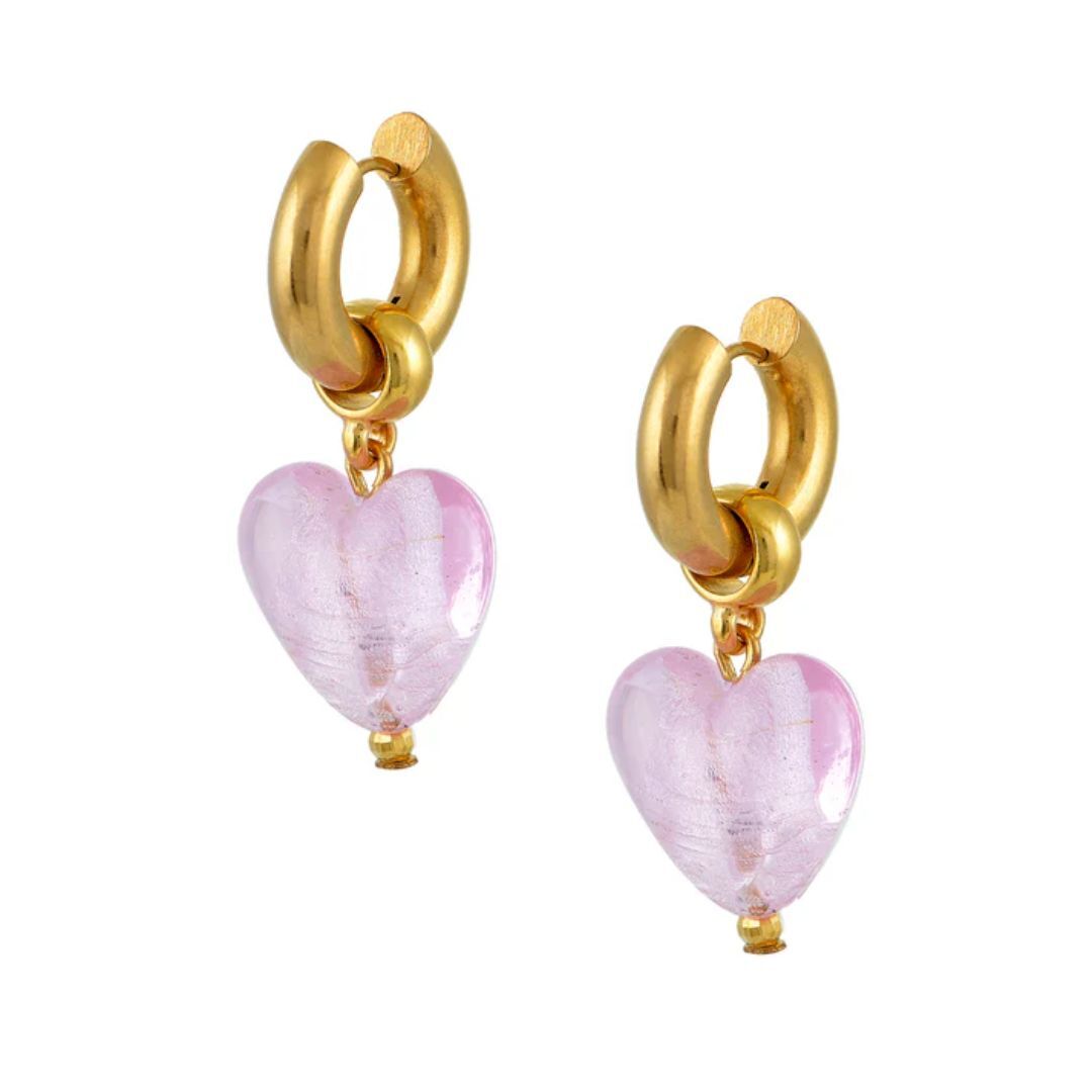 1MY1122-009 MAYOL 希臘全人手製飾品 Heart Of Glass Earrings Baby Pink #CC17 (A-K11-E)