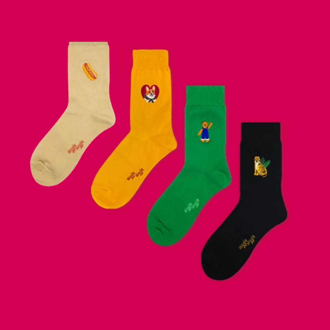 SI039 Wiggle Wiggle 繡花棉質襪