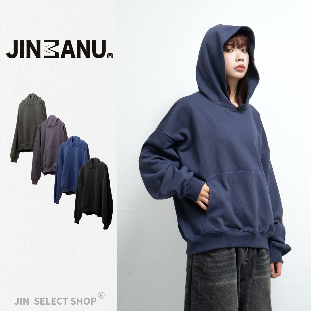 JINMANU HD2502 BOXY寬短立殼魚鱗布帽T (無水洗無刷毛) 連帽長袖 帽TEE 春夏可穿