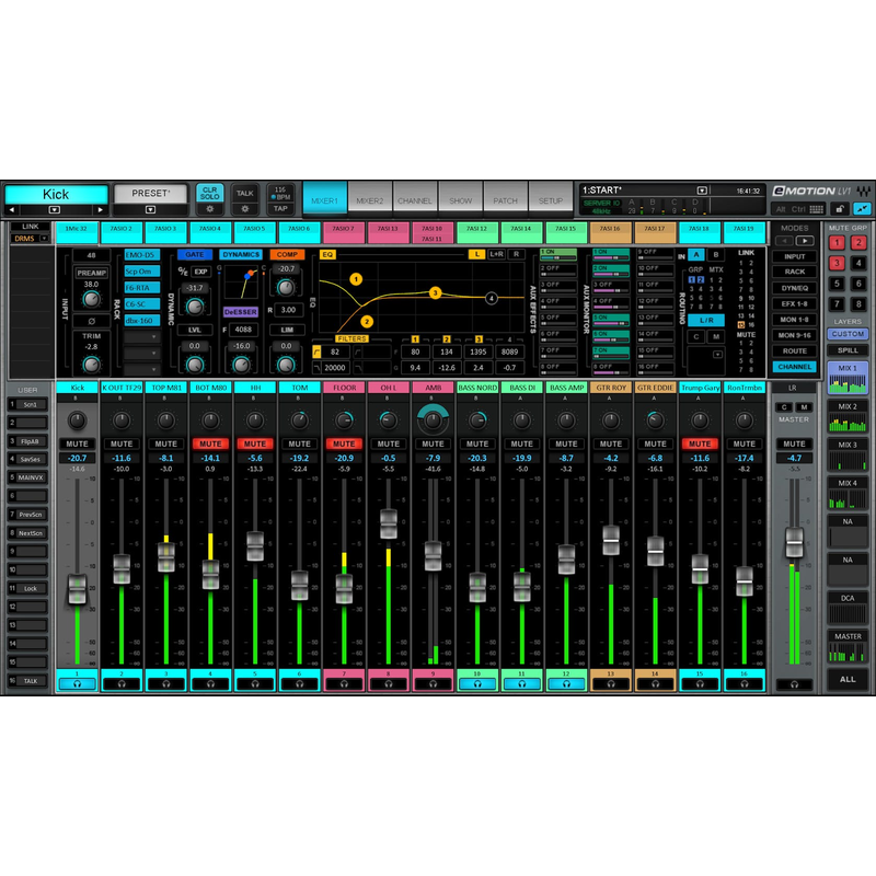 eMotion LV1 Live Mixer – 16 Stereo Channels｜混音器
