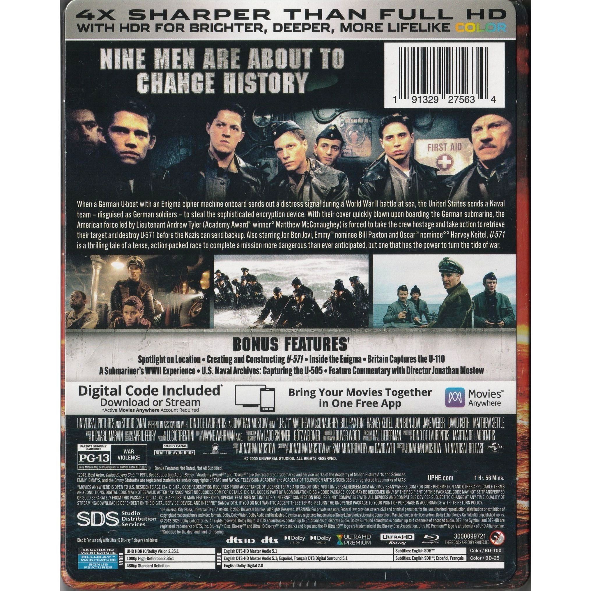 U-571 風暴 (2000) (25周年限量版) (鐵盒裝) (4K Ultra HD + Blu-ray) (美國版) [無中文字幕]