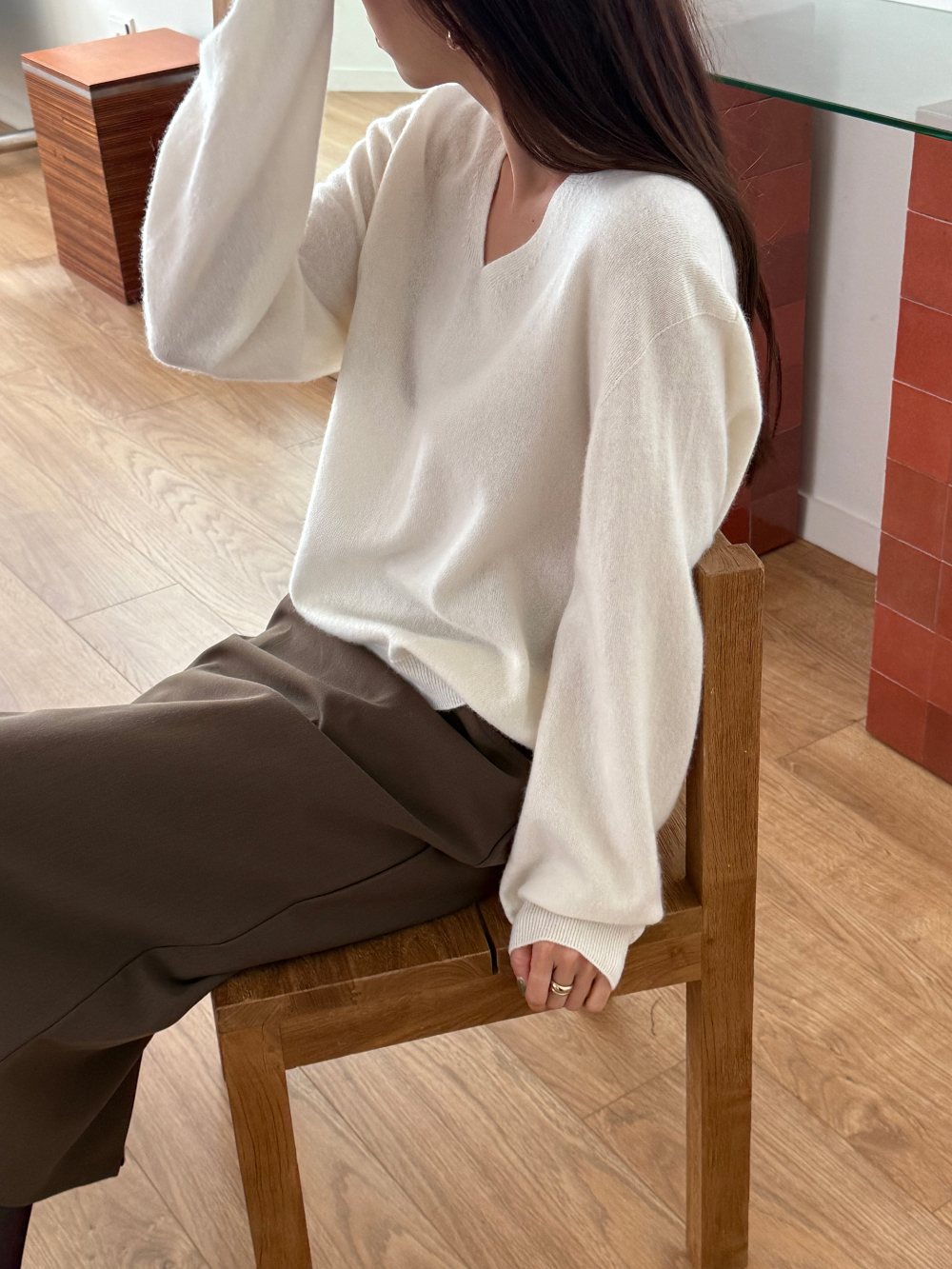#228N666 軟軟糯糯 ，隨性v領cashmere羊毛上衣