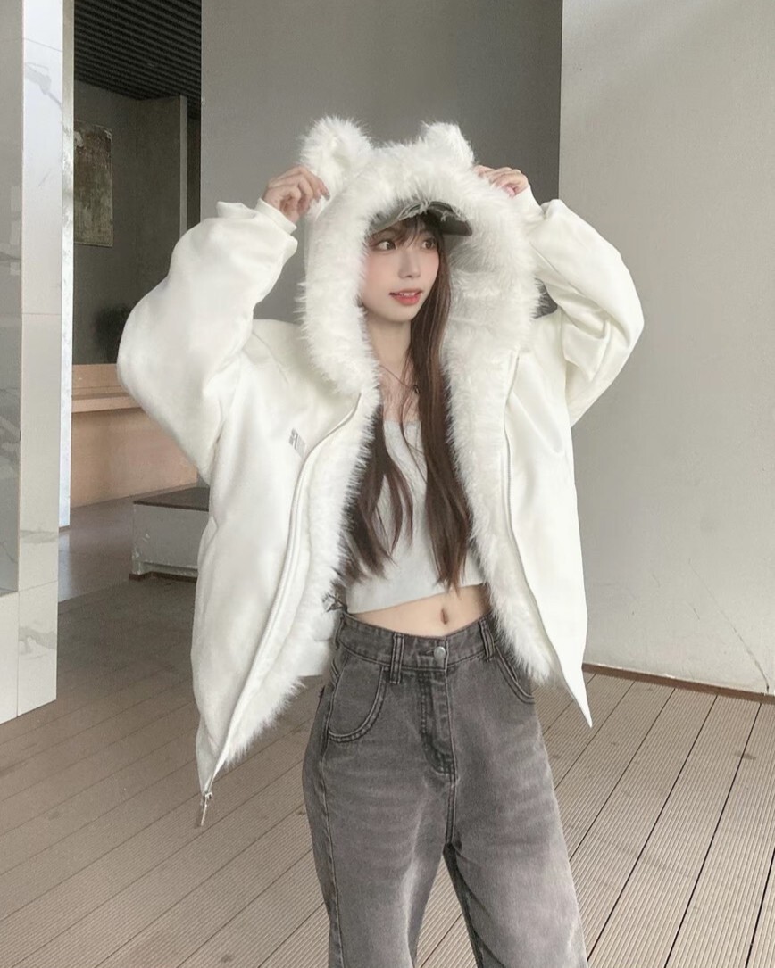 <做你的貓>FDF 麂皮毛毛貓耳外套