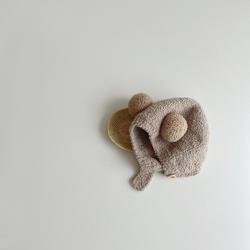 圓球耳朵護耳針織帽