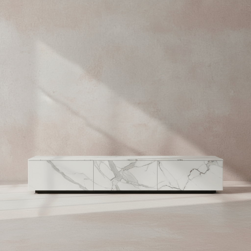 【卡拉拉長廊 】大理石紋電視櫃 |  極簡線條設計