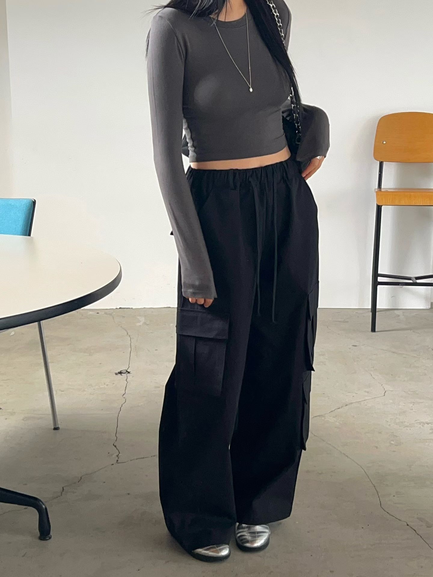 N19 短板合身長袖T (深灰現貨)