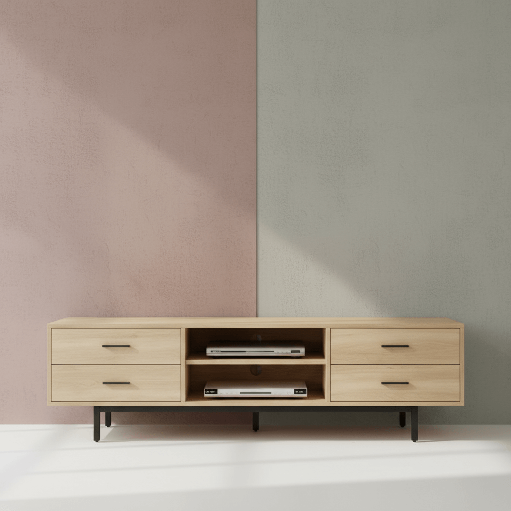 【奈良和風電視櫃】淺色木紋簡約北歐設計 |  多功能分區收納