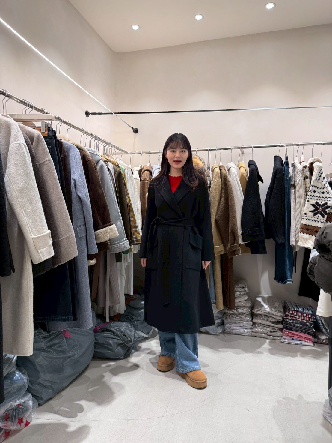 CB5343 無釦手工羊毛綁腰外套 *優惠碼不適用*