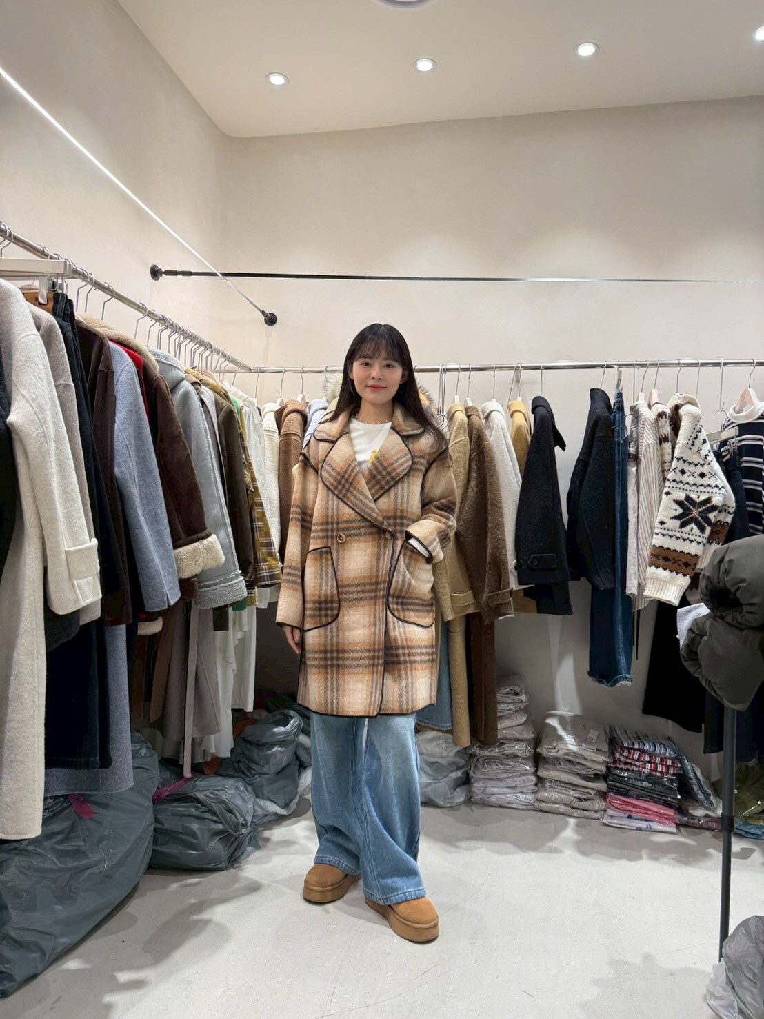 CB5346 焦糖啡格仔手工外套 *優惠碼不適用*