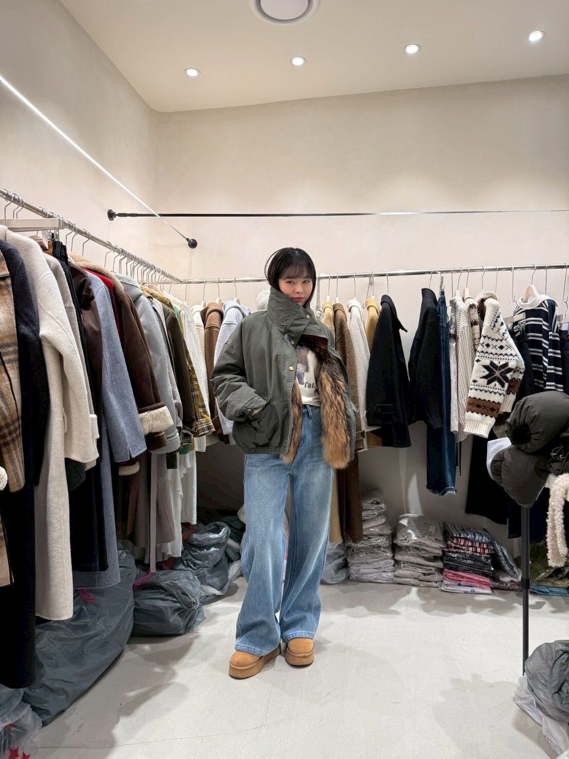 CB5310 浣熊毛領鴨絨軍裝外套