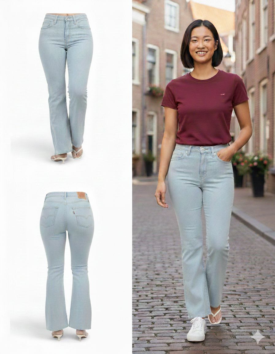 【預購】Q122003 LEVIS 726 高腰喇叭牛仔褲（淺靛藍色）