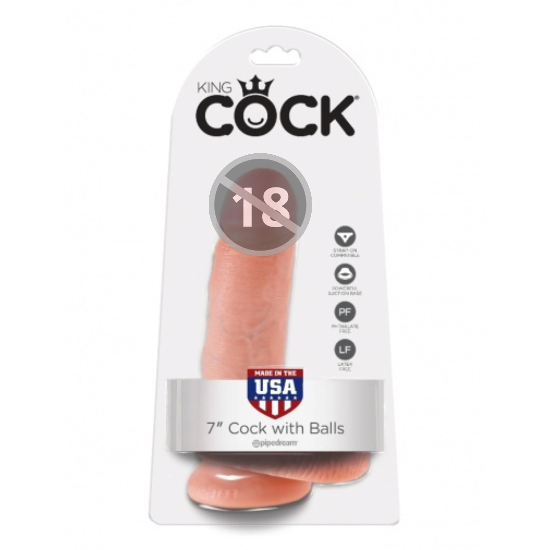 King Cock 仿真假陽具連睪丸 7″ - 肉色