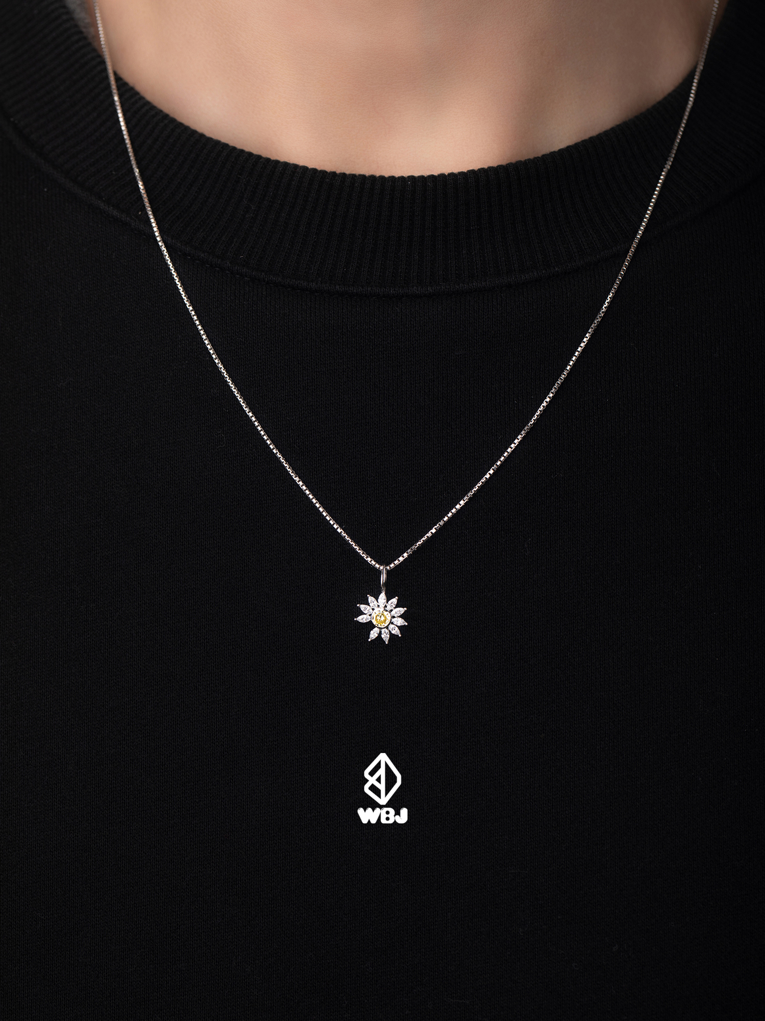 WBJ訂製珠寶 迷你雛菊吊墜 925純銀電鍍18K白金項鍊
