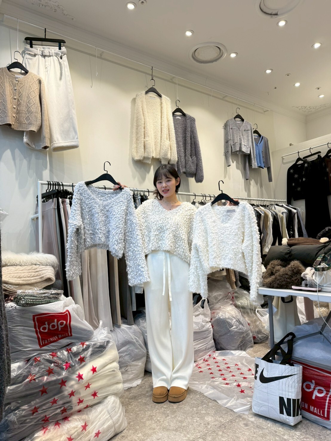 WE5331 混毛毛V領短上衣