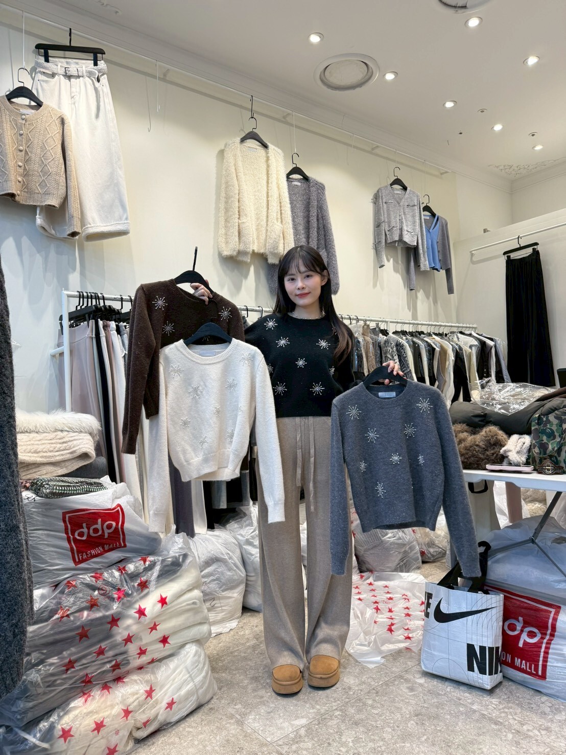 WE5301 珍珠星形針織上衣